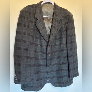 Vtg Huntington Men’s Blazer Jacket Sz 44R Plaid Wool Sport Coat Preppy Academia